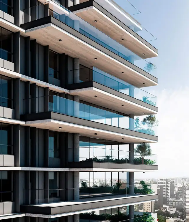 Sacadas com guarda-corpo de vidro, Bela Vista, Porto Alegre
