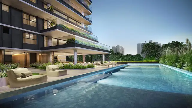 Piscina externa junto à torre, Bela Vista, Porto Alegre
