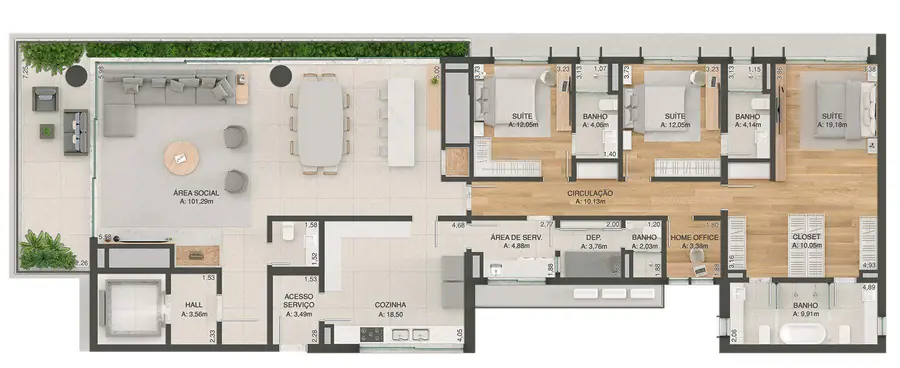 Torre Artur Rocha, a partir de 261 m², Bela Vista, Porto Alegre
